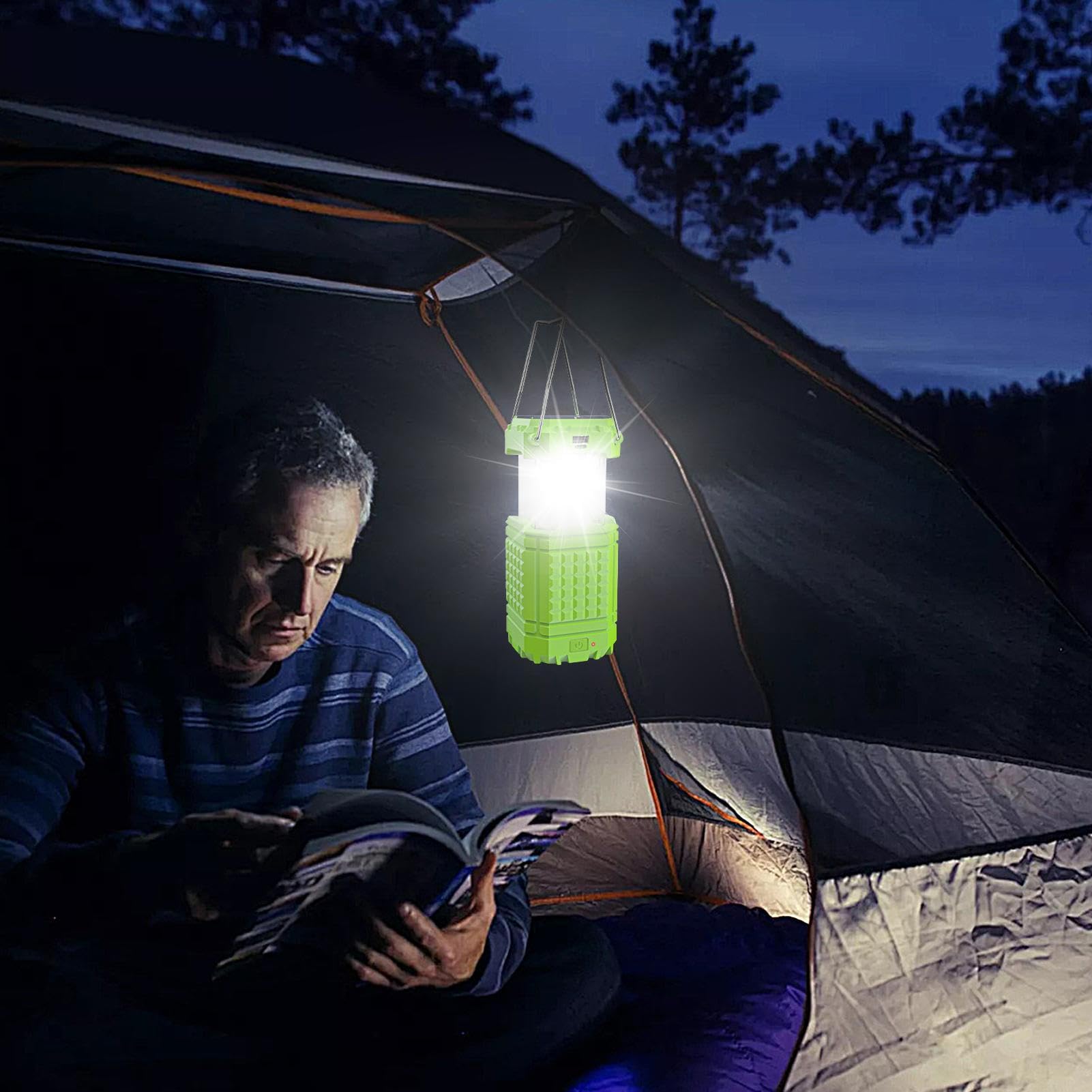 Linterna Solar de Camping Colgable con manivela | Lámpara de tienda recargable por USB Para Jardín Jardín Patio Traspatio Patio Senderismo Escalada Playa Barbacoa Reparación