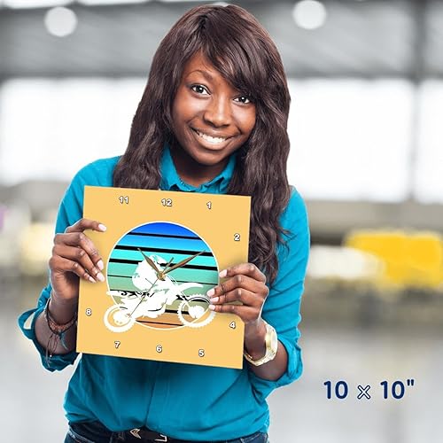 Miniatura 3 de 3dRose, Motor X White Silhouette - Reloj de pared retro para motocross, 10 x 10