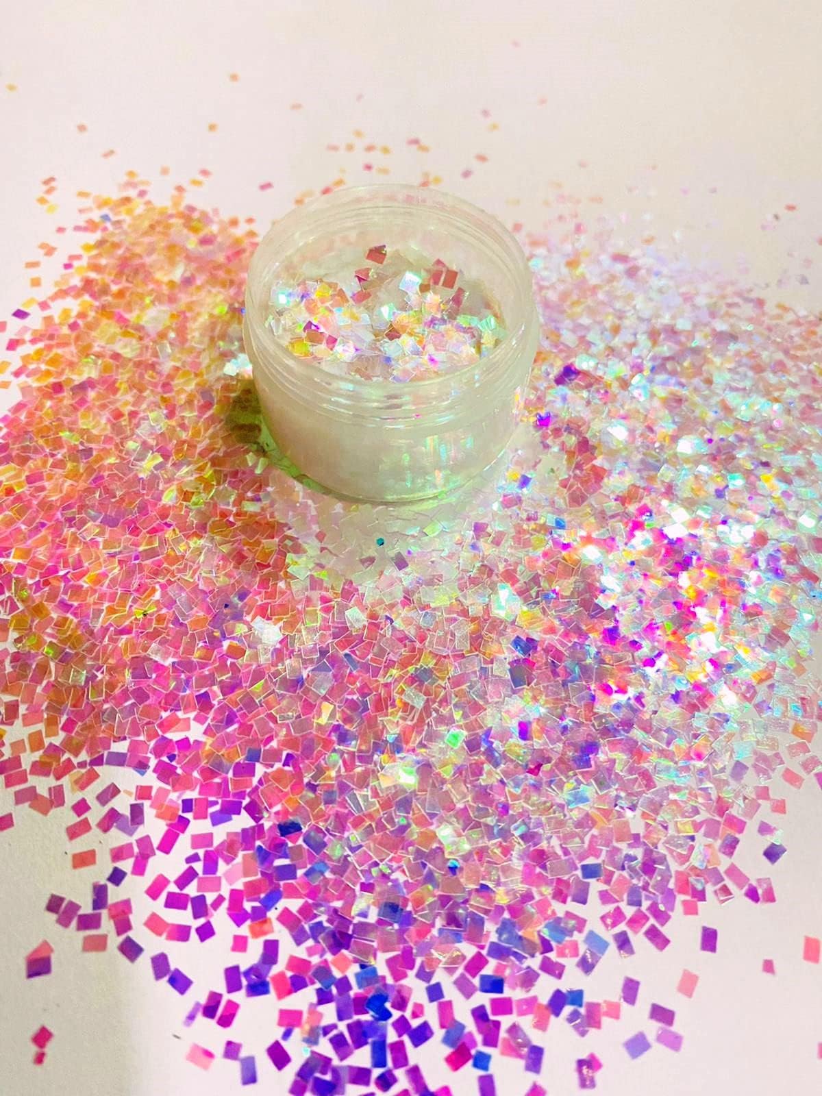 Mahir Glitter White Holographics Square for Nail Art & Art & Craft 15 gm Pack