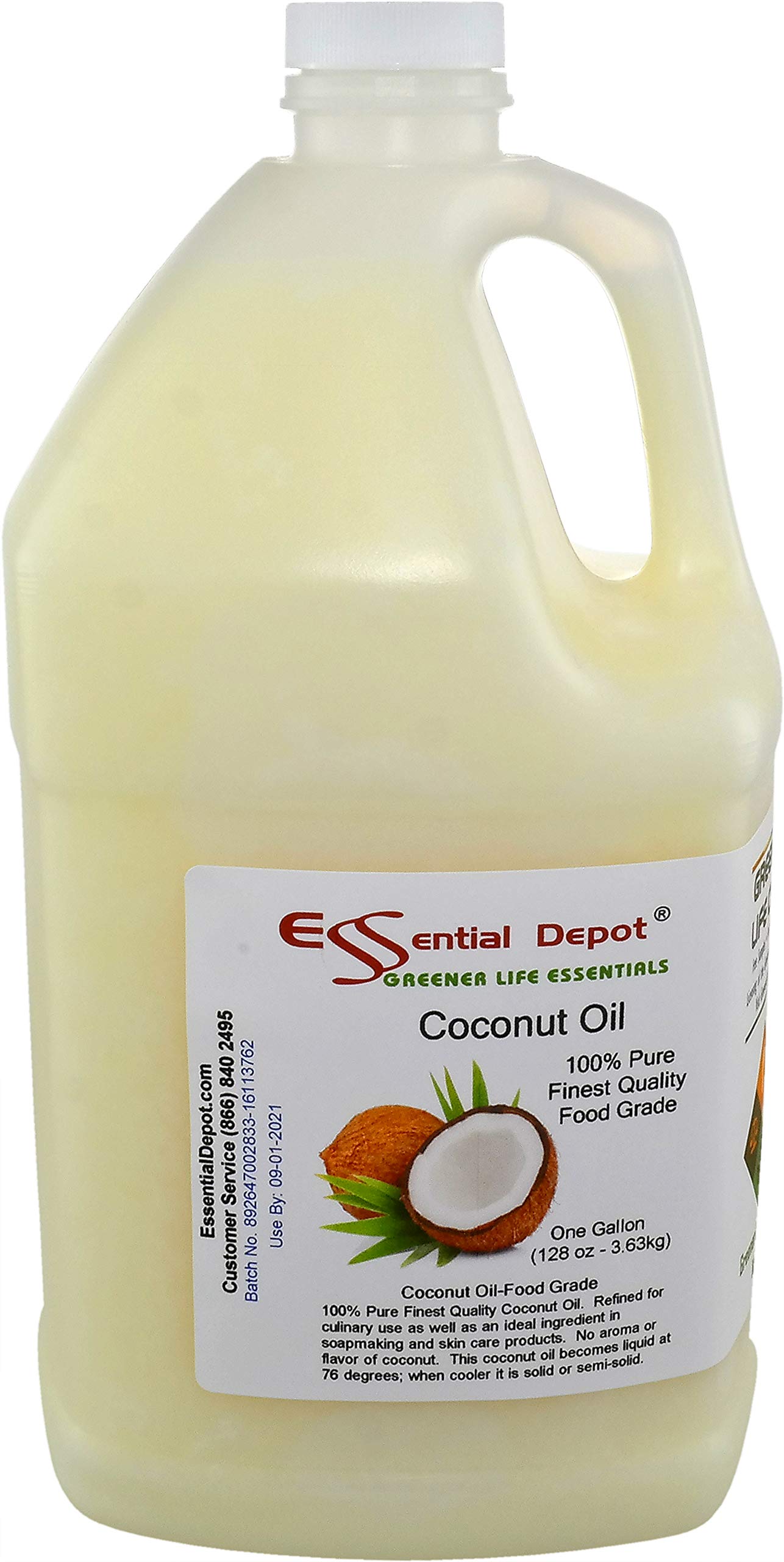 Coconut Oil - 76F - 2 x 7 lb each in a 1-gallon jug - No ScentOdor - also called Coconut Butter - Food Grade - safety sealed HDPE container with resealable lid - microwave-safe remove foil se product thumbnail 7