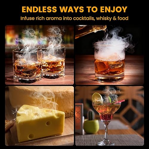 Miniatura 4 de Ahumador de cóctel de virutas de madera, 12 sabores de manzana, roble, pera, cereza, haya, nuez, sakura, melocotón, ciprés, mezquite, pecana, arce,