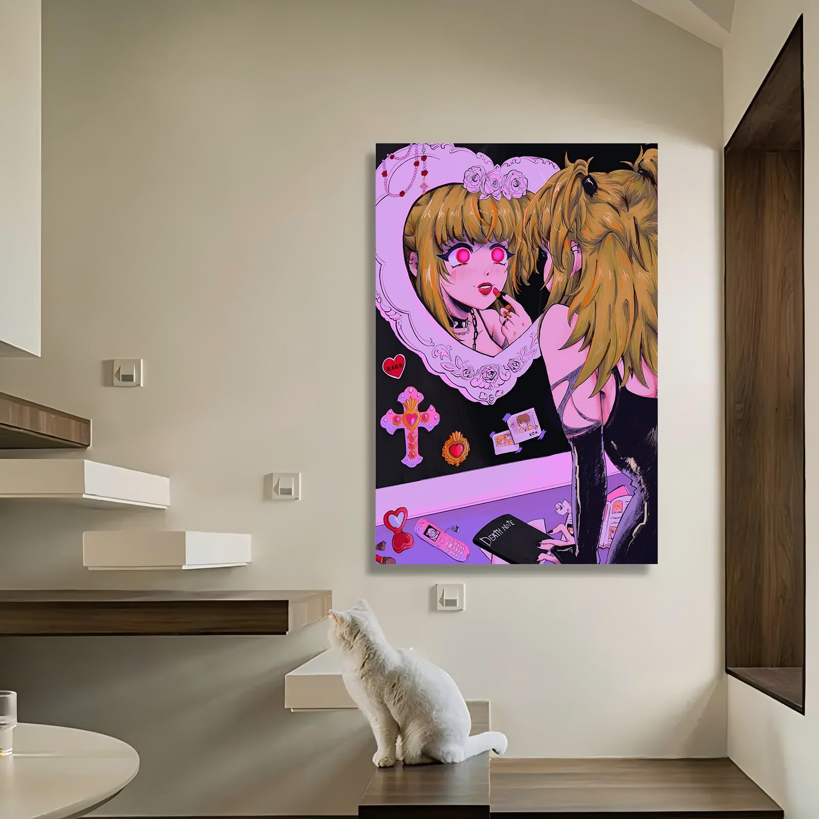 Retro Pink Anime Girl Poster Misa Canvas Posters Room Boys Bedroom Office Decoration Gifts Wall Art Decoration Printing Posters 12x18inchs(30x45cm)