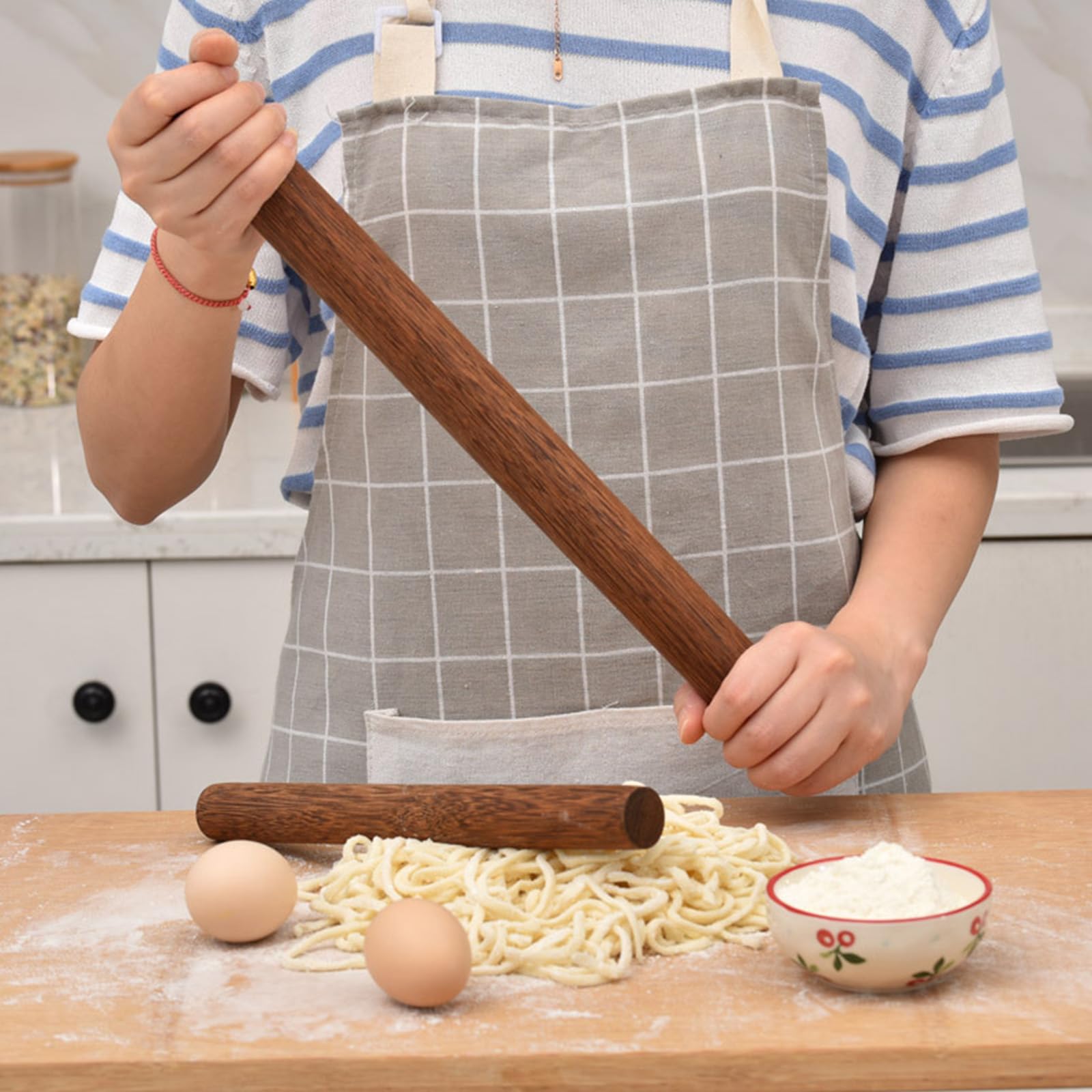 Rodillo de Madera Rodillo Antiadherente para Hornear, Rodillo de Madera para Masa de Pizza, Fondant, Tartas, Galletas, Pasteles Herramienta Esencial para la Cocina,50cm/19.7"