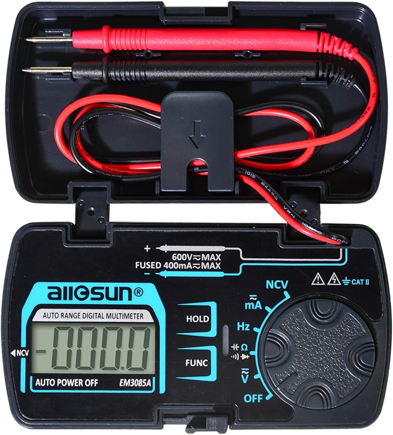 allsun Auto Ranging Pocket Tiny Digital Multimeter, Mini Electrical Travel Meter AC/DC Ohm Volt NCV Amp Capacitance Frequency Diode Continuity