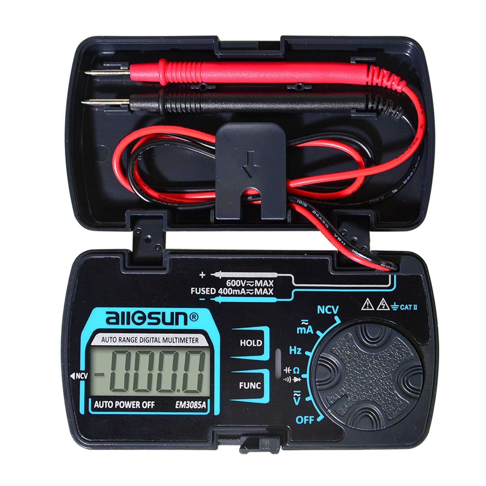 allsun 3 3/4 Digits Autoranging Pocket Digital Multimeter Mini Multi Tester AC/DC Ohm Volt Amp Capacitance Frequency Diode Continuity LCD Display Home Measuring Tools EM3085A