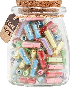 Capsule Letters Message in a Bottle - Cute Things Gifts for Boyfriend/Girlfriend - Love Letter for Anniversary, Birthday,Valentines Day, Mothers Day Gift Mixed Color 130pcs