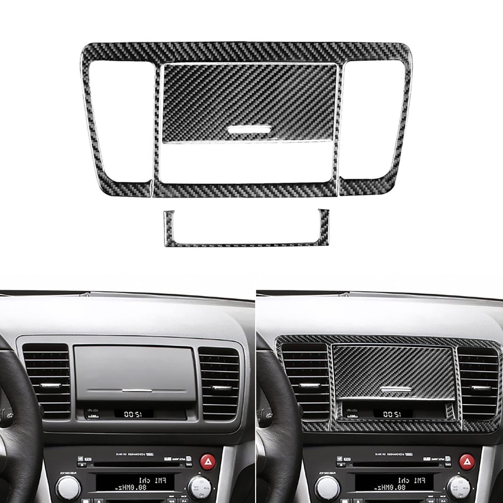 UOADAcar Central Navigation Panel air Vent Sticker Set Real Carbon Fiber car Interior Compatible with Subaru Legacy Outback 2005 2006 2007 2008 2009 3PCS Accessories