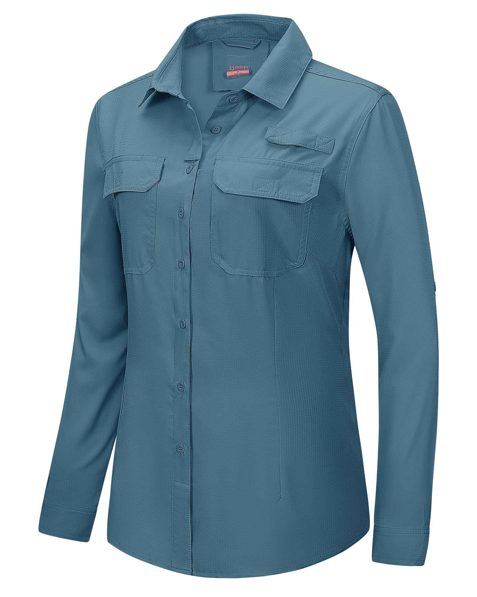 33,000ft Women's UPF 50+ UV Long Sleeve Sun Protection Safari Shirts Quick Dry Outdoor Fishing Hiking Travel Shirt