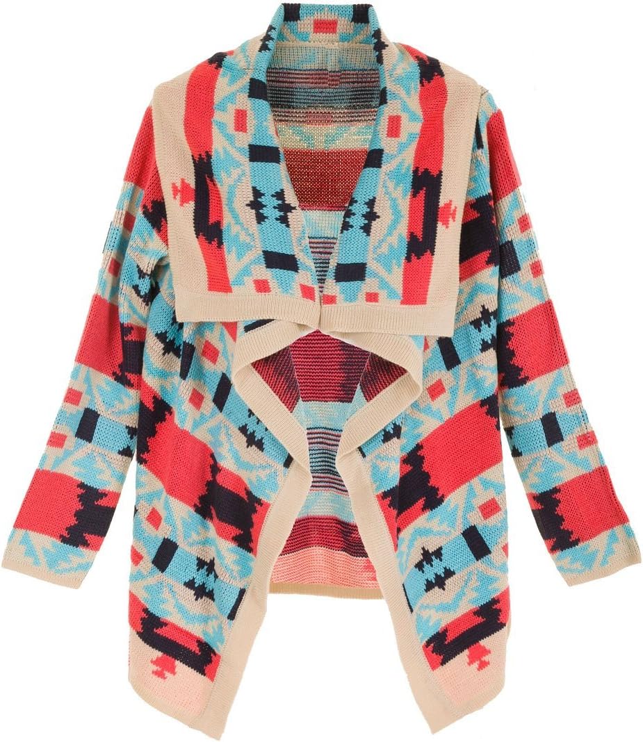 Women's Bonfire Aztec Geometric Print Cardigan Regular and Plus Size(Medium)