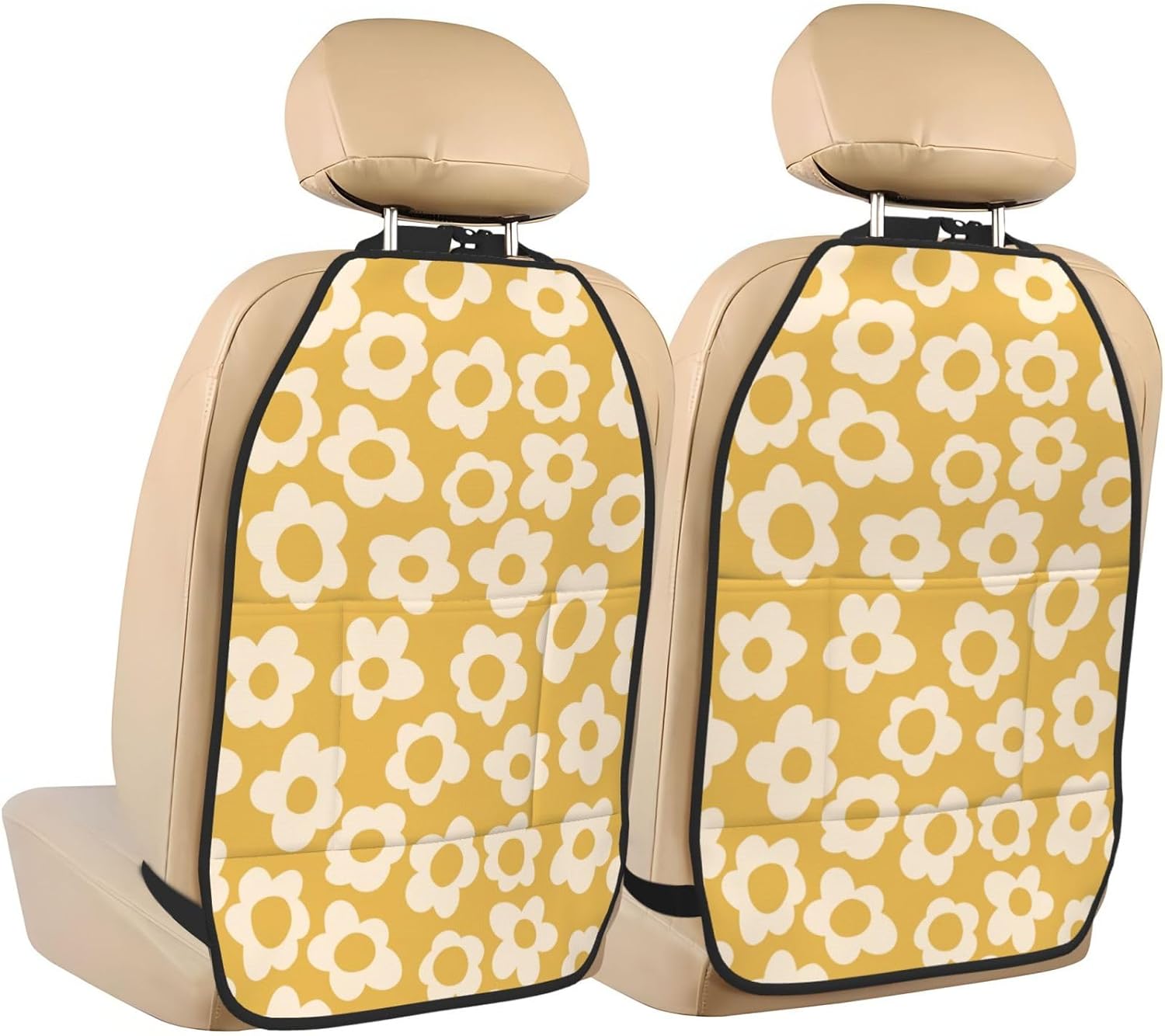 YANGDADA Vintage Groovy Flowers Car Kick Mats Back Seat