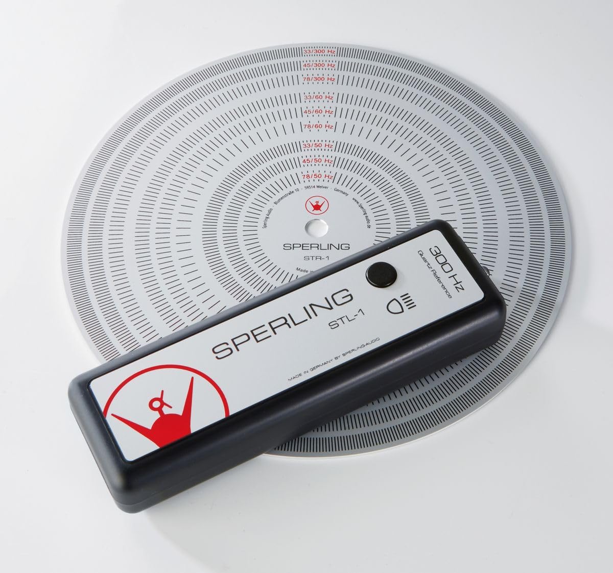 Stroboskop-Lampe STL-1 und Scheibe STR-1 für Einstellung von Plattenspielern (Strobo Kit STL-1 + STR-1)