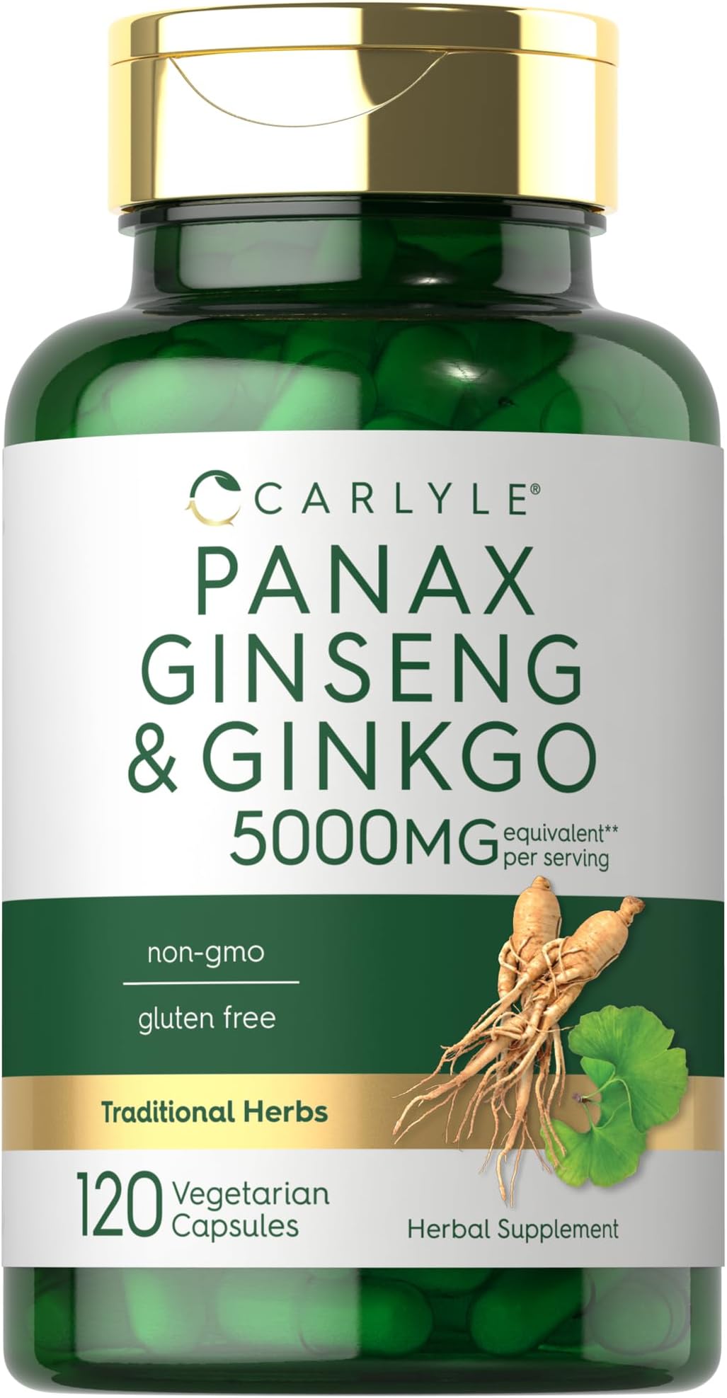 Carlyle Panax Ginseng & Ginkgo | 120 Vegetarian Capsules | Non-GMO & Gluten Free Supplement