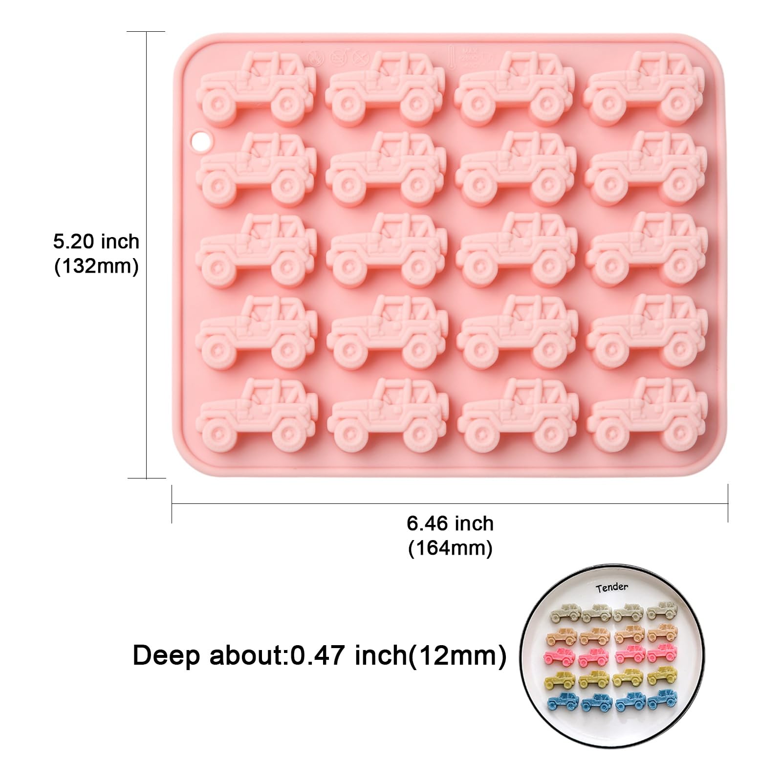 UR URLIFEHALL 2 Pcs Off Road Vehicle Styling Silicone Moulds Car Shaped Chocolate Moulds for Fondant Candy Jelly Ice Cube Cake Decoration - Image 2