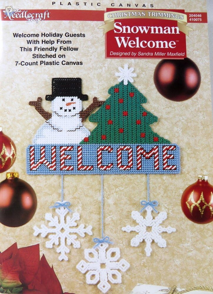 Needlecraft Shop 2000 Snowman Welcome Door Greeter Wall Hanging Plastic Canvas KIT