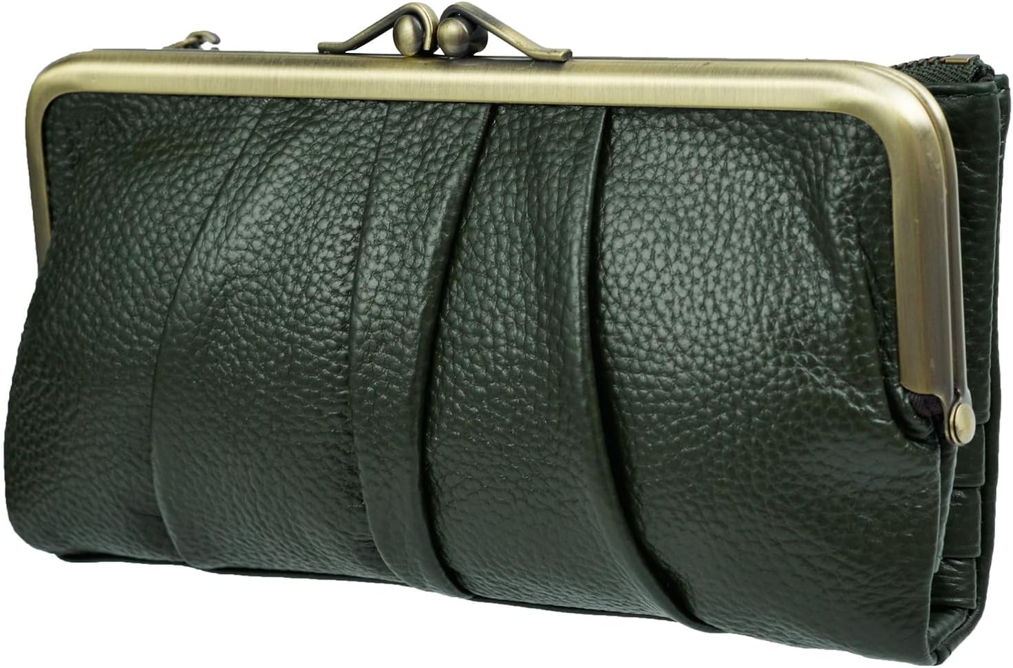 Soft Leather Wallets for Women Compact Bifold RFID Clutch Wallet Ladies Coin Purse with Zipper and Kiss Lock