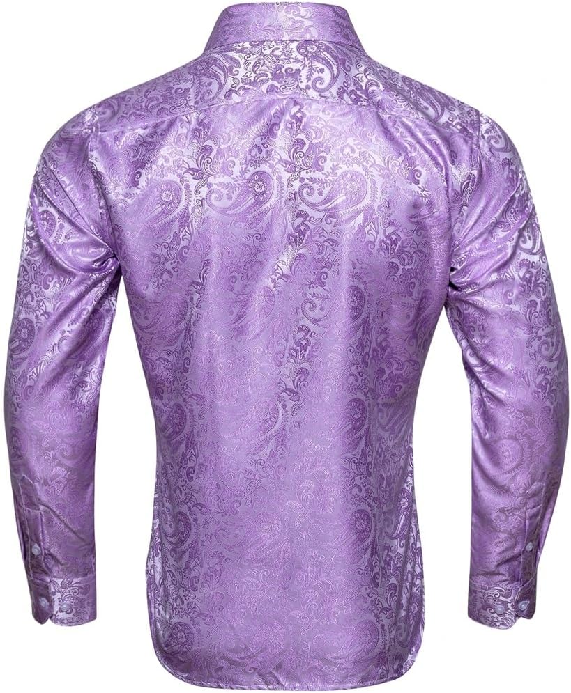 Men's Silk Shirt Seasonal Paisley Collar Long Sleeve Embroidered Fit Top