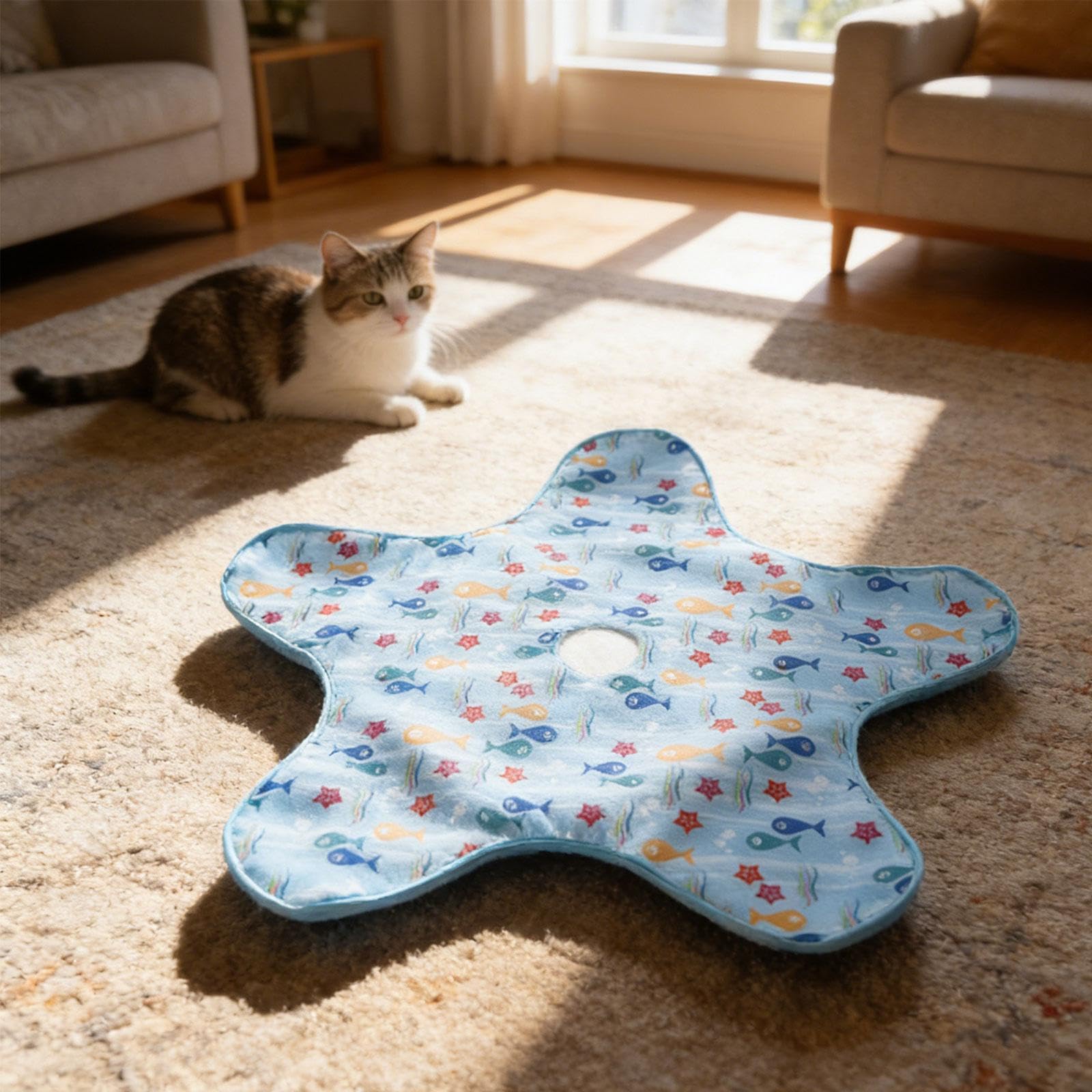 Jouet Interactif pour avec des Plumes Cachées et Mobiles pour Les Chatons Adultes Qui S'ennuient, Poisson