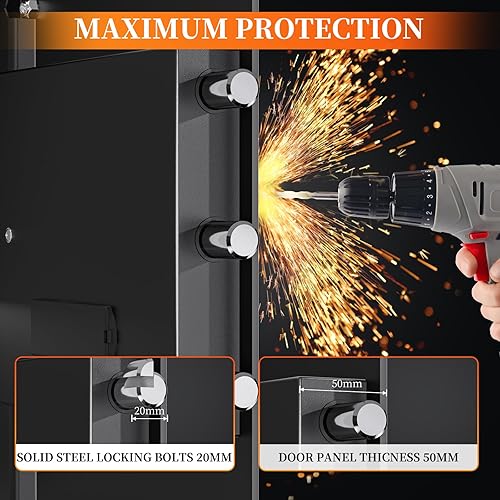 Miniatura 2 de WASJOYE Caja fuerte para gabinete de seguridad, caja fuerte para el hogar con teclado digital, cerradura de llave de seguridad, segura a prueba de