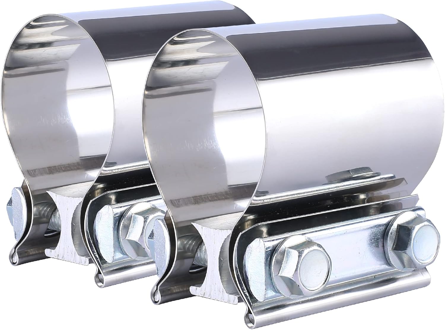 5'' Inch Butt Joint Exhaust Seal Band Clamp,Exhaust Band Clamp T304 Stainless Steel Universal (2 Packs) Metallic 5"-2PCS