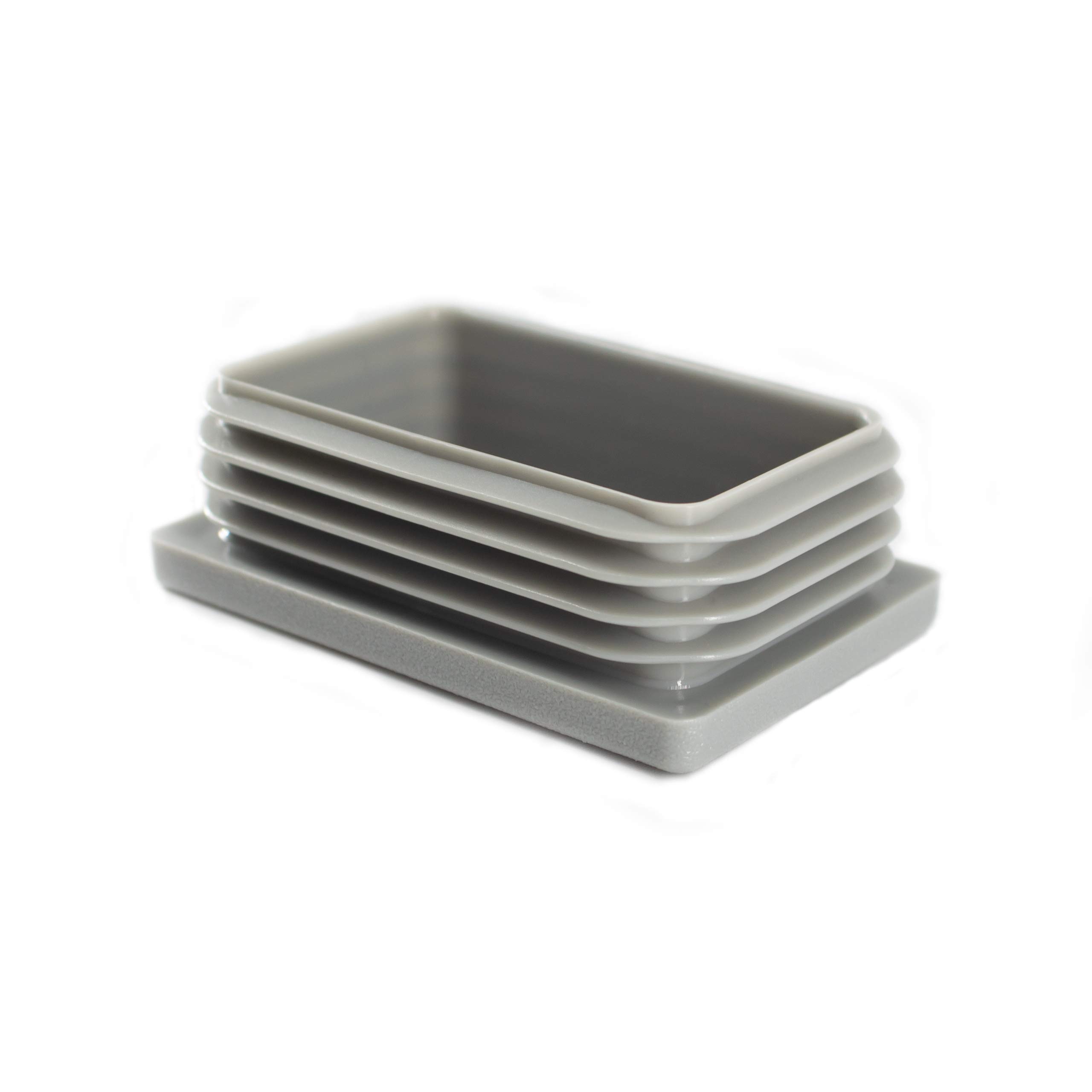 10 Tapones De Plástico Gris Para Tubos Rectangulares 30x20 Mm - Protectores De Suelo Para Muebles De Metal
