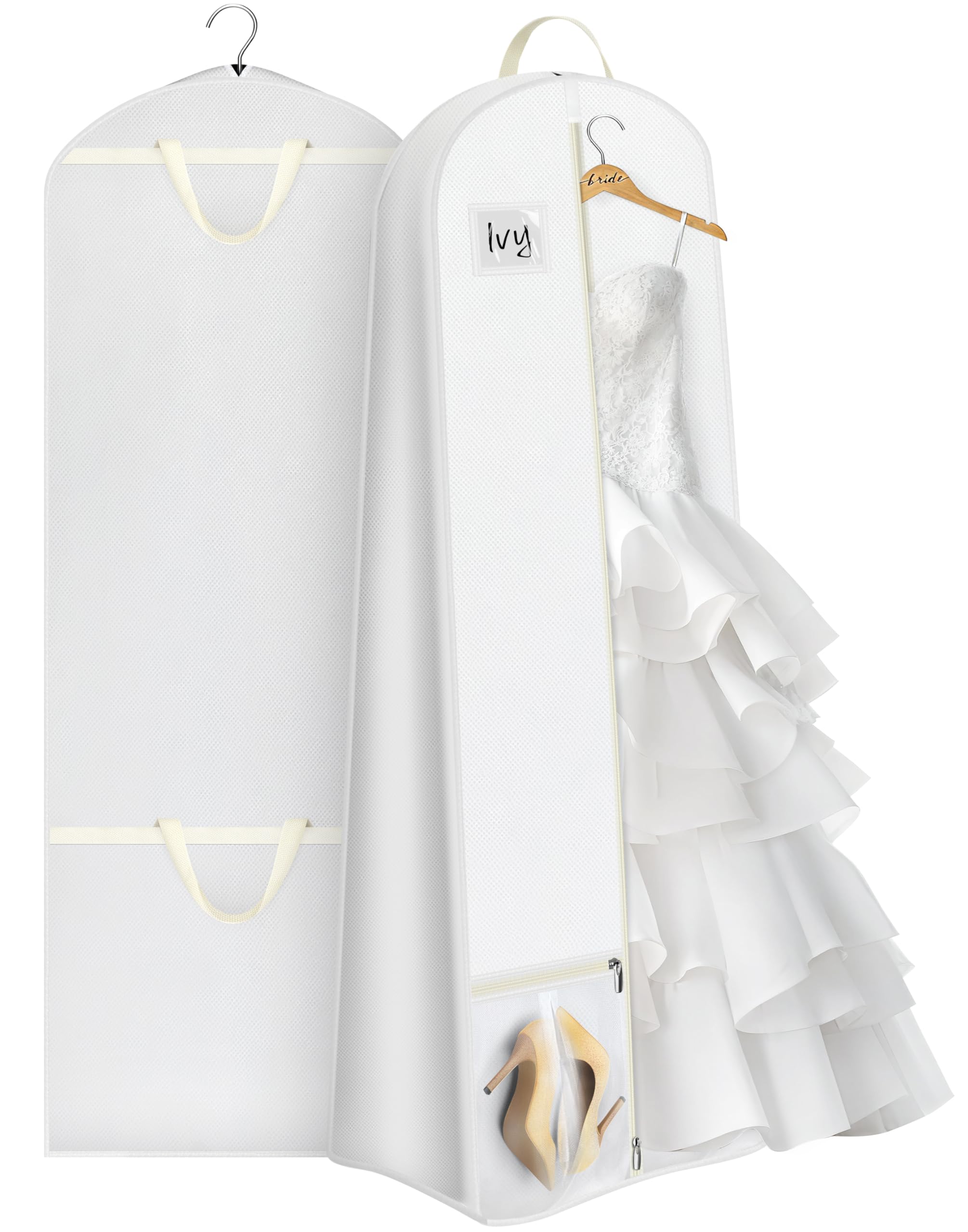 KIMBORA 72 Wedding Dress Garment Bag with 15 Gusset Bridal Dress Bags for Gowns Long Storage and Travel