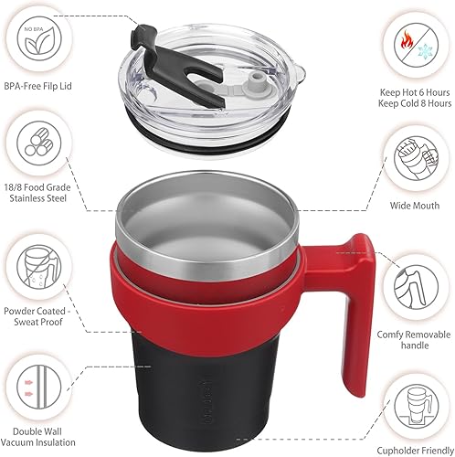 Miniatura 57 de BJPKPK 30 oz Tumbler With Handle And Straw Stainless Steel Insulated Tumbler Cups For Water Or Ice Coffee,Blood Moon