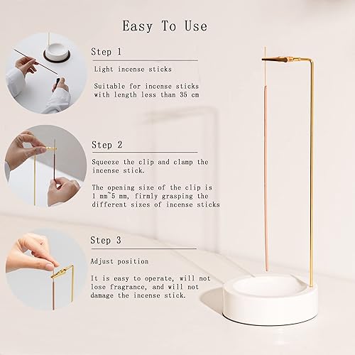 Miniatura 5 de Soporte de incienso, soporte de incienso de cerámica para palos, quemador de incienso al revés para meditación, yoga, spa, decoración de habitación