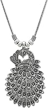 Sasitrends Oxidized German Silver Peacock Pendant Chain Necklace for Women and Girls
