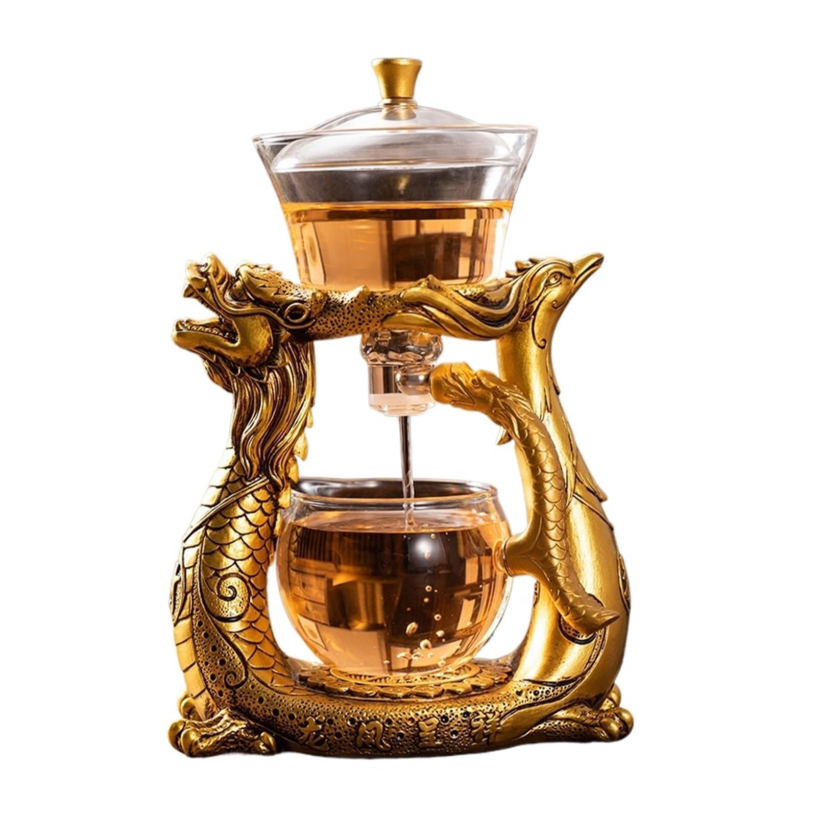 Vnook Kungfu tea set, glass teapot set, lazy kungfu tea set made of glass, magnetic teapot, semi-automatic glass tea set, for tea preparation in the home office, heat-resistant