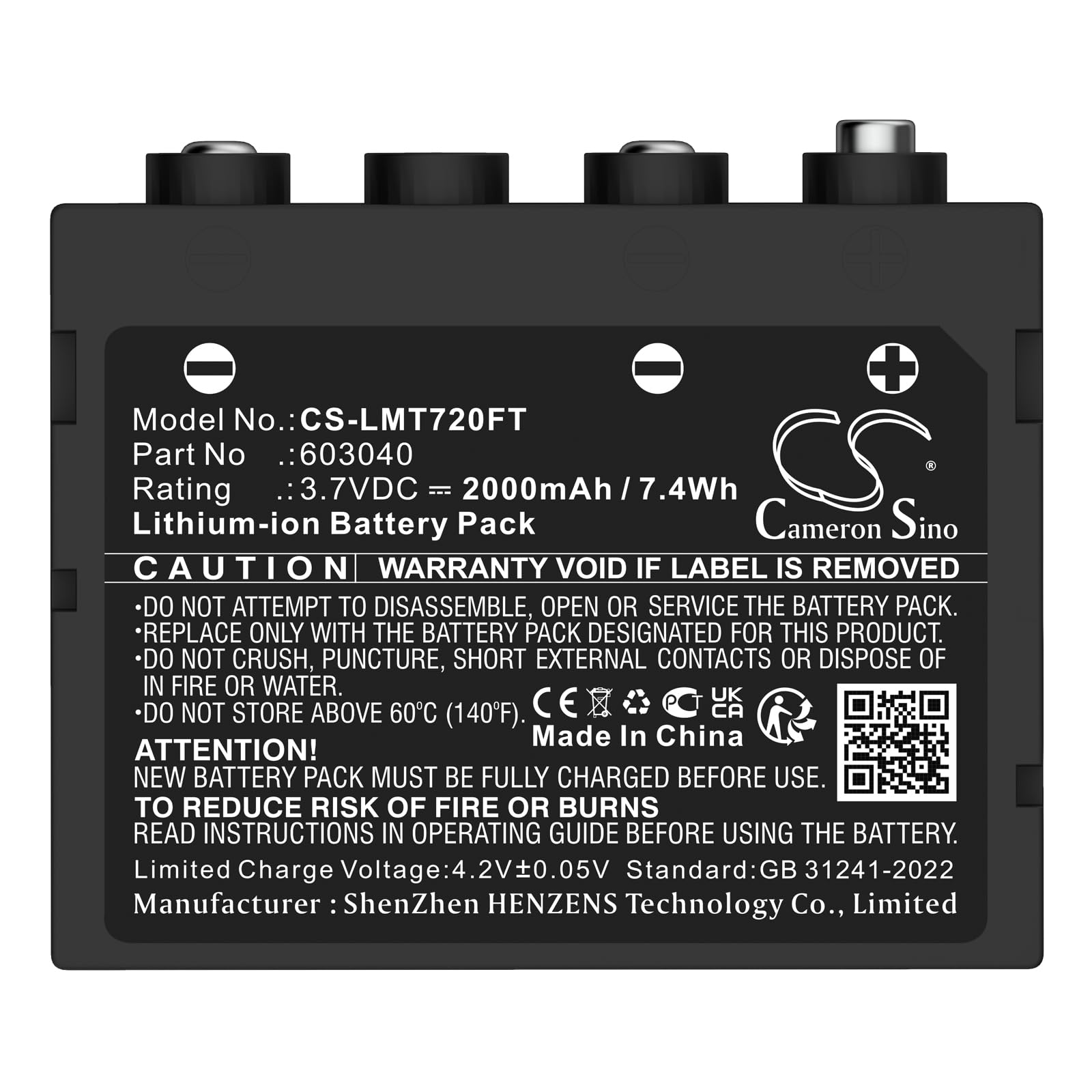 Batteria di ricambio per Ledlenser H7 SE, H7R, H7R CR, H7R SE, HR7.2 PN: Ledlenser 603040 2000 mAh/7,4 Wh