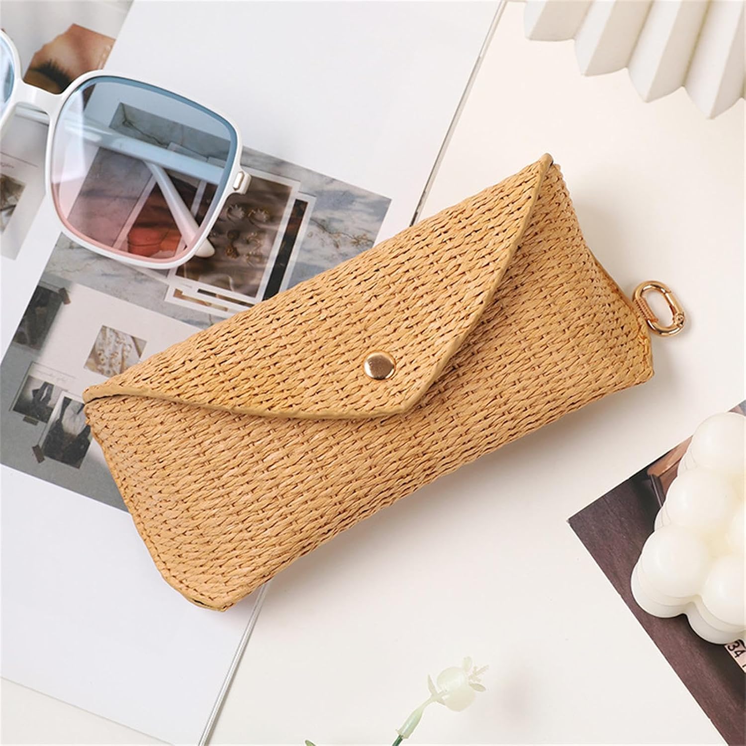 Woven Eyeglass Case - Braided Glasses Pouch, Eco-Friendly Travel-Friendly Sunglasses Holder, Scratch-Resistant Minimalist Boho Chic Case for Women/Men (6.89x3.15 Inches)