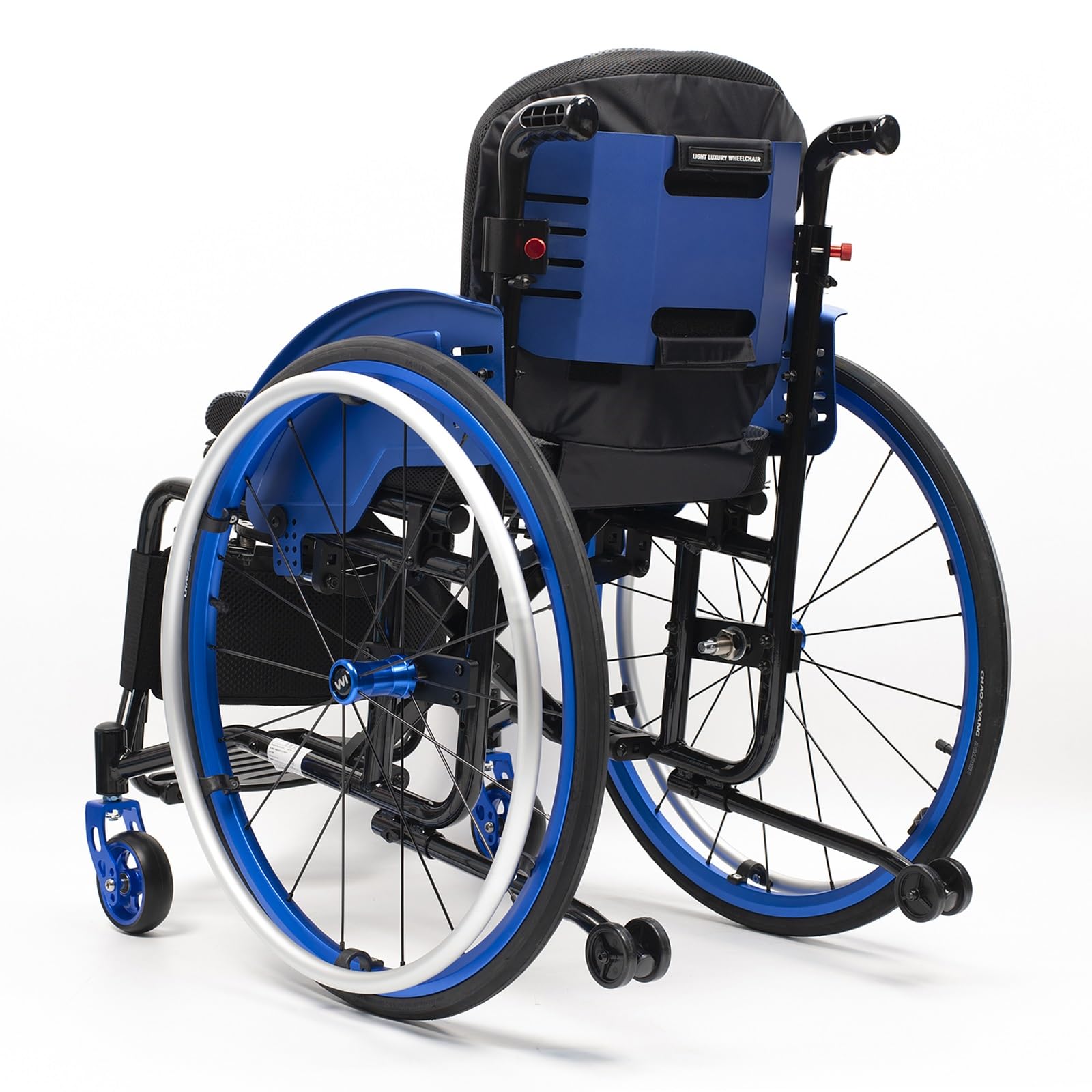 Silla de ruedas manual plegable autopropulsada de aleación de aluminio, silla de ruedas liviana for adultos, silla de ruedas deportiva con antivuelco, pesa solo 29 libras(Blue B,40cm/15.7in)
