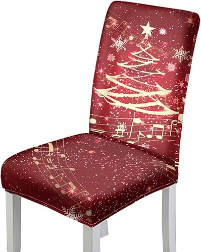 Miniatura 9 de Rnyleeg Juego de 4 fundas de silla de Navidad para sala de estar, sin brazos, copo de nieve, muñeco de nieve, fundas elásticas para sillas de Muñeco