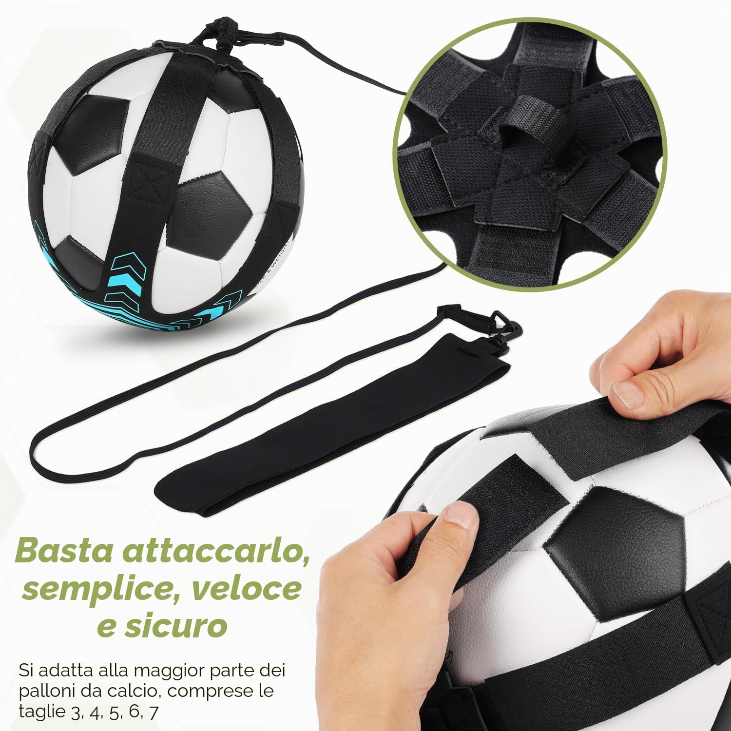GHB Trainer da Calcio Accessori per L’Allenamento Individuale con Cintura Regolabile Bambini per Controllo Palla e Pallone Regalo per Bambino