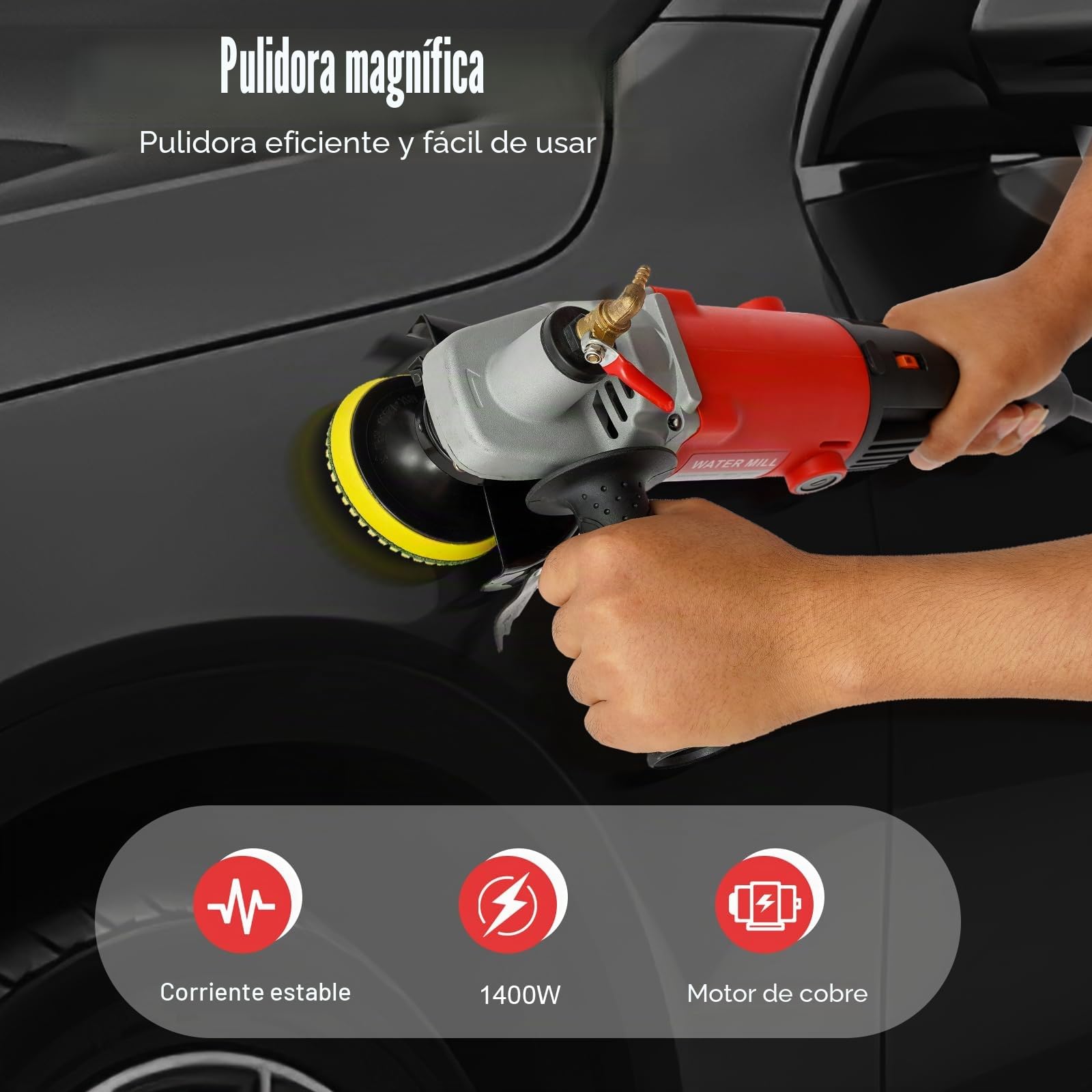 Pulidora de agua 1400W Máquina pulidora para mármol cemento granito terrazo con disco de pulido velocidad variable