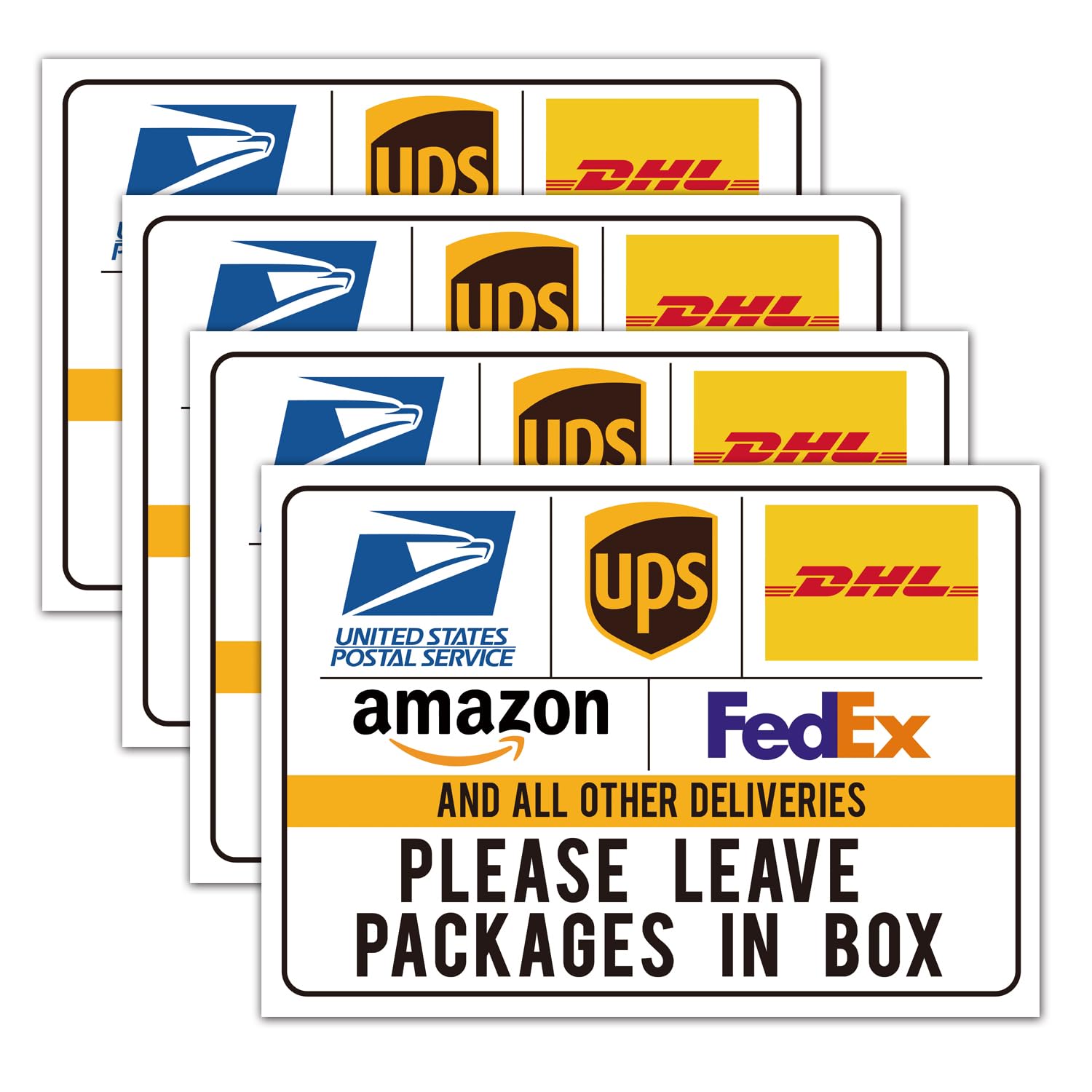 4 Package Delivery Sign for Outdoor, Delivery Instructions for Amazon, FedEx, DHL, Ups, Usps Sign, leave packages here Stickers, Vinyl Decal Stickers,10 x 7 inch.