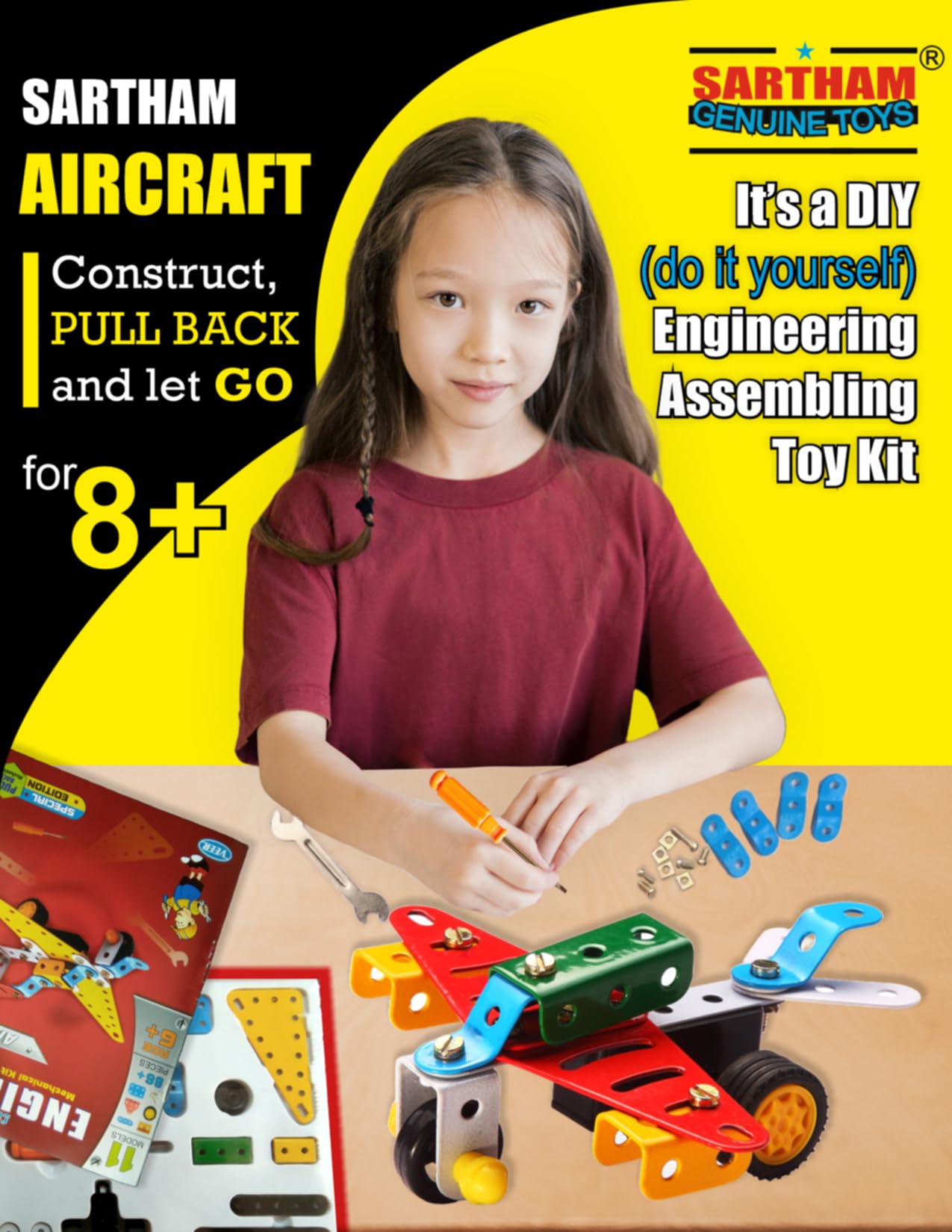 SARTHAM, Little Engineer - Mechanical Kit for Juniors - Aircraft, Age 8+, Multicolour - Image 3 thumbnail