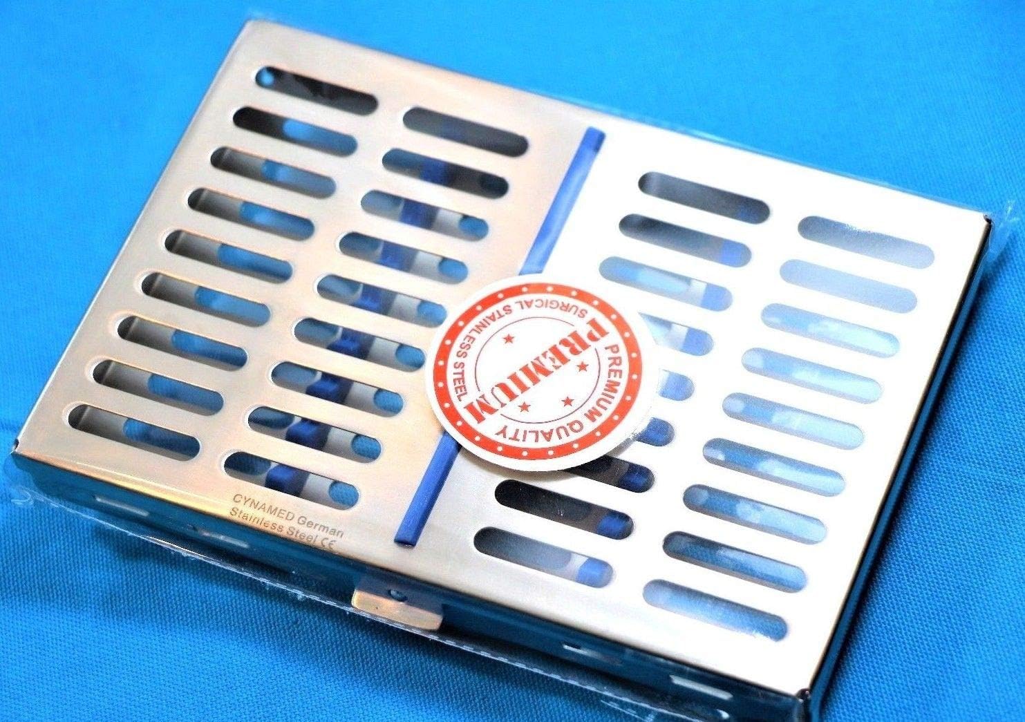 Premium German Dental Sterilization Cassette Autoclave Tray Rack Box 10 Instruments Blue