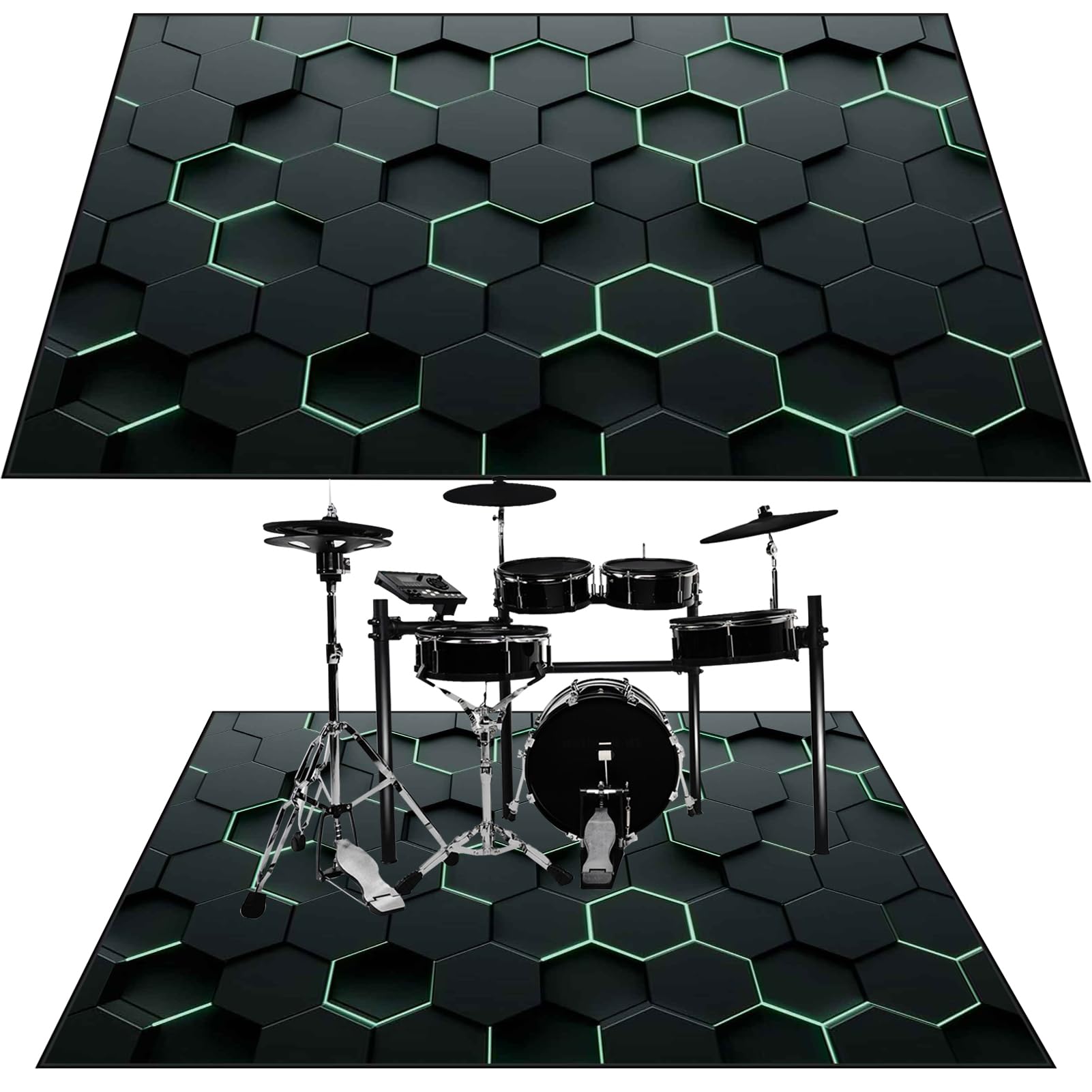 160 x 140 cm Schlagzeugteppich Schalldicht Drum Teppich rutschfest Trommelteppich Musikinstrumente Bodenmatte Professionelle Schlagzeug Teppich Elektronisches Jazz Schlagzeug Kit für Bass Snare Drum
