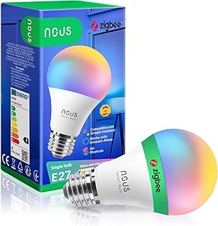 NOUS P3Z, ZigBee Light Bulb E27 LED Warm White, RGB Dimmable Light Bulb Lamp with Remote Control, Decorative Light Bulb Ac…