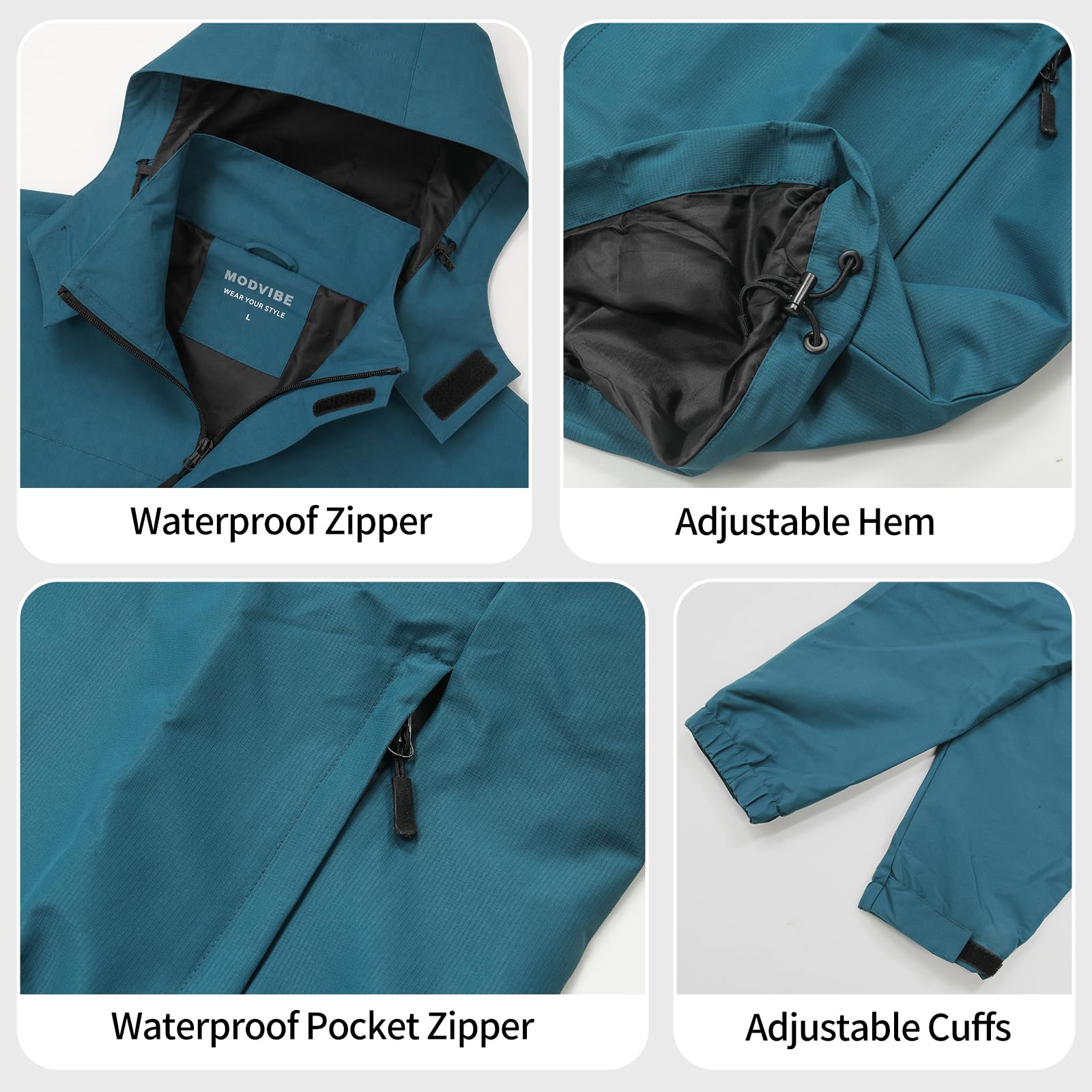 Impermeable Homme Imperméable Extérieur Portable Coupe Vent Homme avec Capuche Amovible Veste Imperméable Homme pour la randonnée et le camping