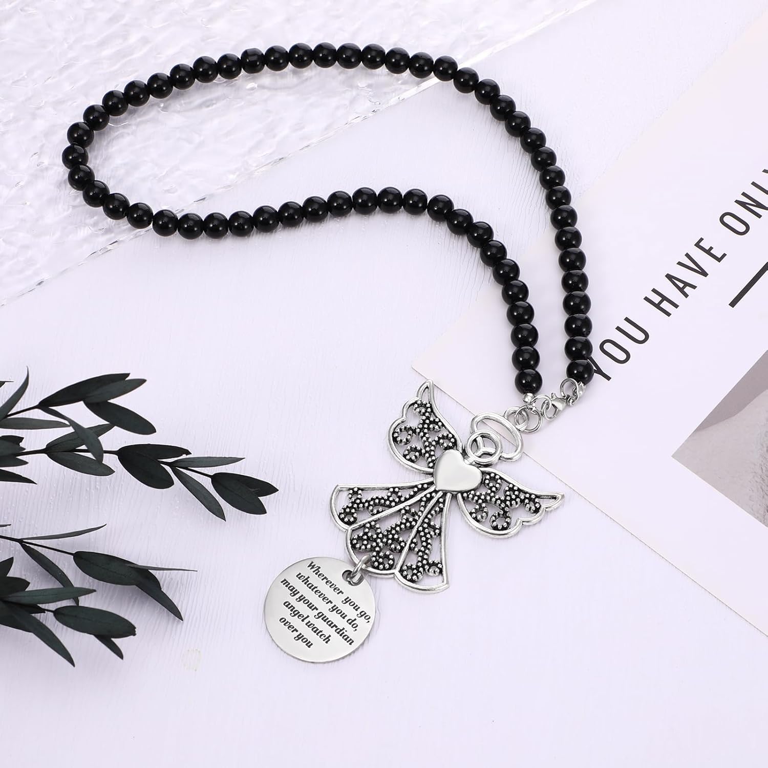 3 Pack Guardian Angel Rearview Mirror Charm, Angel Wings Cross Car Charm Pendant Guardian Angel Hanging Ornament Rear View Mirror Hanger Decor Christian Religious Gifts - Image 7