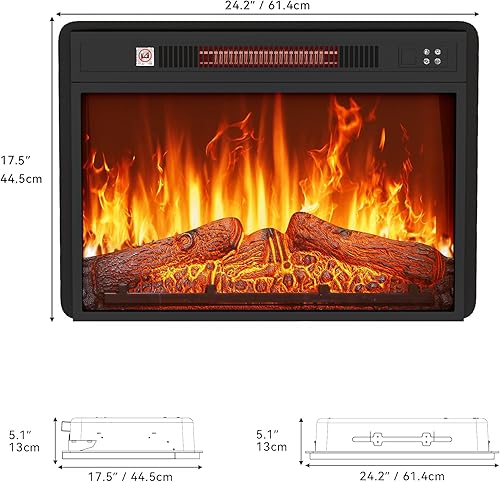 Miniatura 3 de YITAHOME Insertos de chimenea eléctrica pequeña de 23 pulgadas, calentadores de chimenea para uso en interiores, control remoto con temporizador,