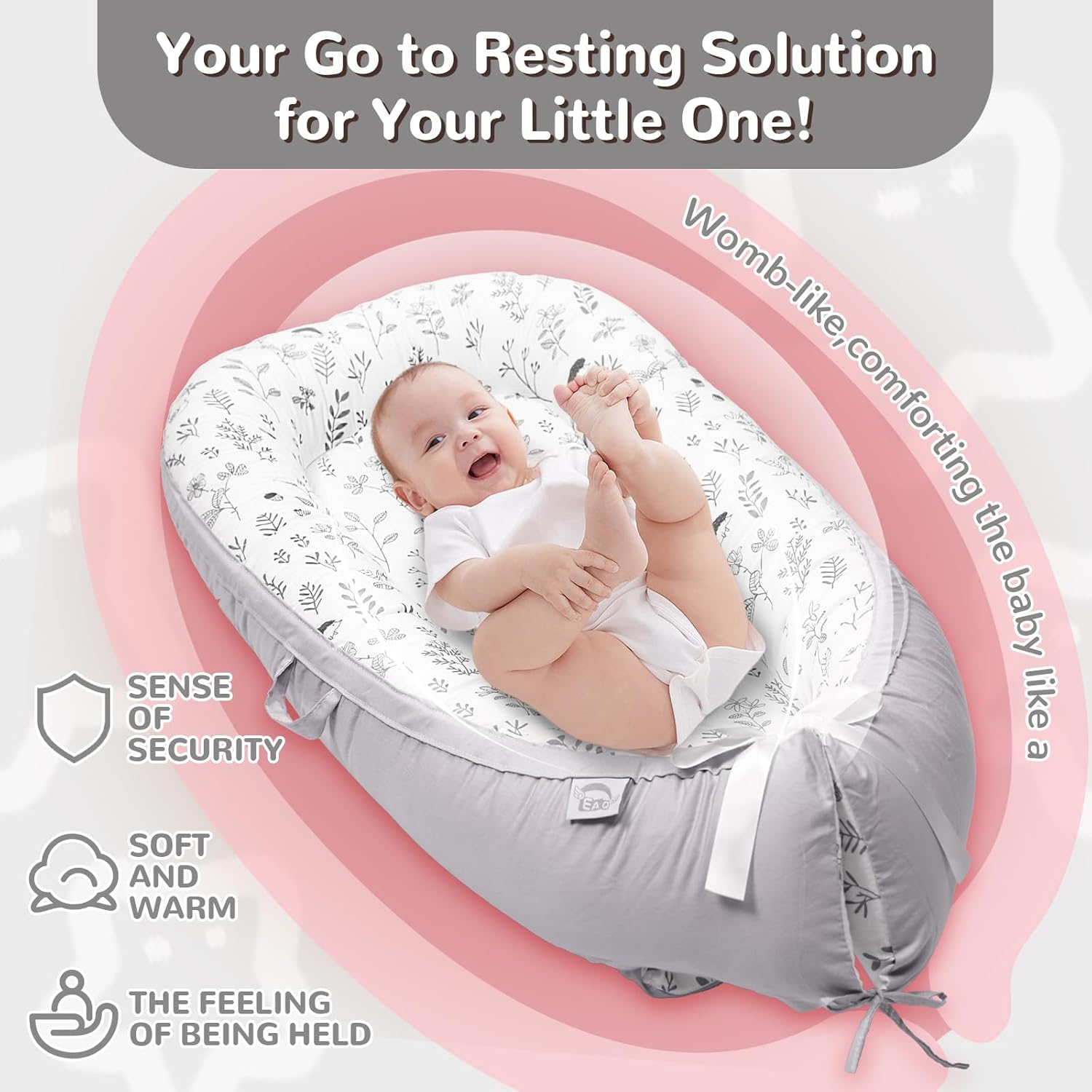 EAQ Baby Lounger Baby Nest for Co Sleeping Baby Bassinet Soft Breathable Perfect for Newborn Gift 100% Cotton Napping or Traveling for 0-12 Months (Hedgehog) 6 71TJa0CoPAL. AC SL1500