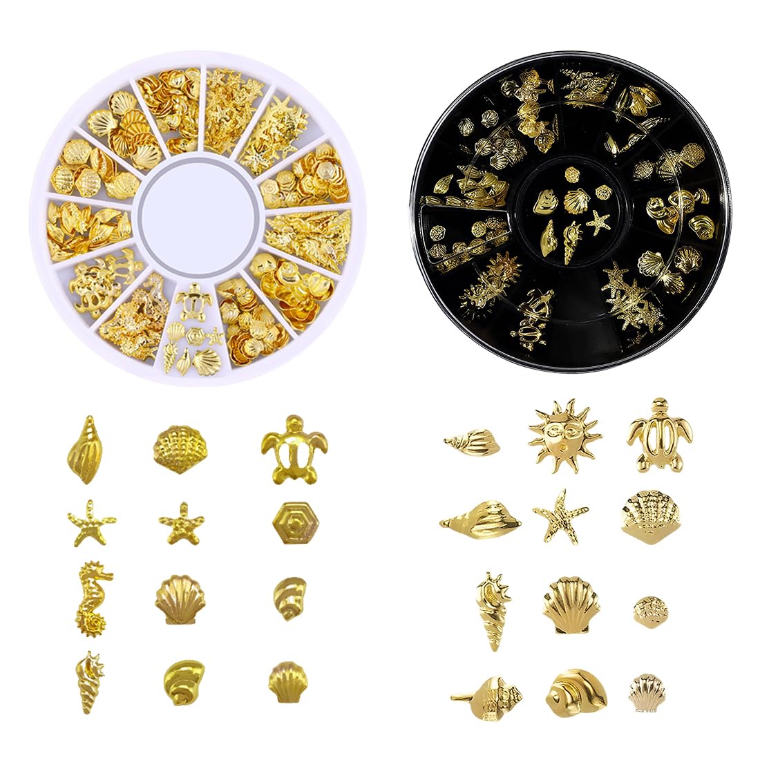 Tomedeks 2 Set Nail charms, Gold nail charms, Nail gems for nail art Nail decorations for nail art 3D Ocean Nail Studs Star Starfish