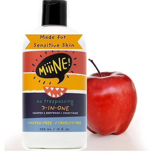 Champú y acondicionador para niños de 12 onzas 3 en 1, gel de baño perfumado a manzana con fórmula suave, sin gluten, fabricado sin crueldad en