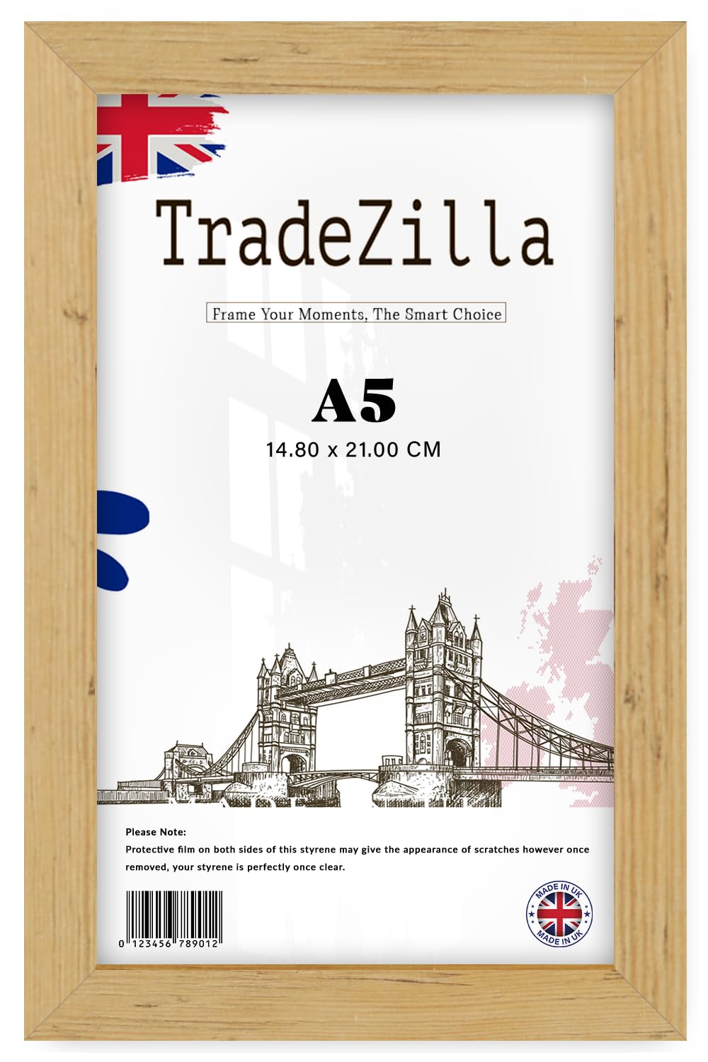 TradeZilla | Small Pine Picture Frames A5 (14.80 x 21.00 CM) - 8 x 5.5 Inch Wood Finish, 148 x 210 mm Frame, 8 x 5.5 Clear Perspex [ Pine ]