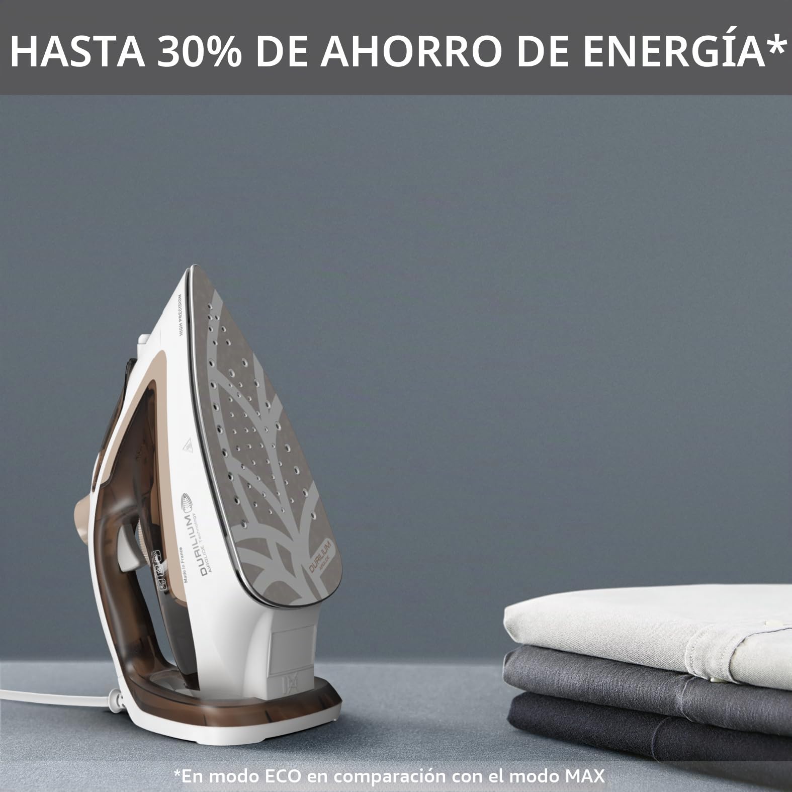 Tefal FV5780 Easygliss Eco - Plancha de vapor (2800 W, 240 g/min, vapor automático, 50 g/min, vapor vertical, suela Durilium AirGlide, 88% reciclable, mocha/blanco)