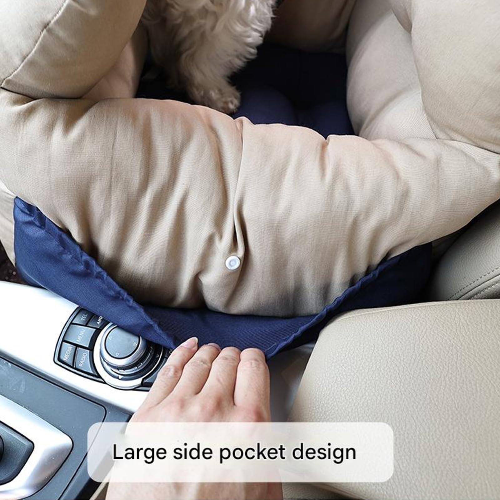 & Secure - Bolso de viaje para mascotas transpirable para perros pequeños con cinturones que garantiza comodidad en el coche, cama para perro