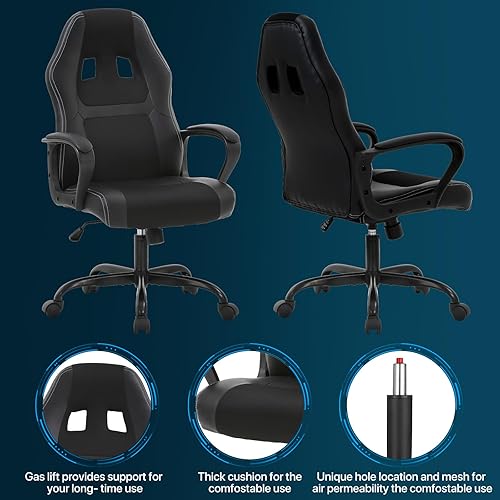 Miniatura 6 de Silla de oficina para videojuegos silla ergonómica para jugadores silla ejecutiva de piel sintética con soporte lumbar respaldo alto silla de